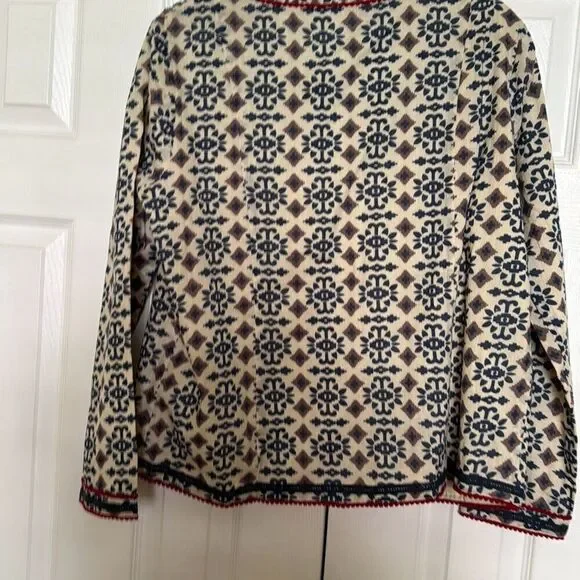 Indigo Moon Tan and Blue Patterned, Embellished Jacket, Size M, NWT - Picture 9 of 13